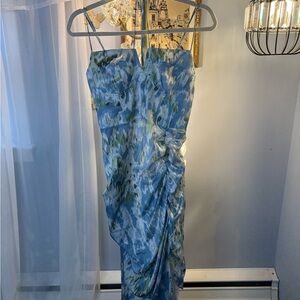 Cider Strapless Dress in Blue and Green
